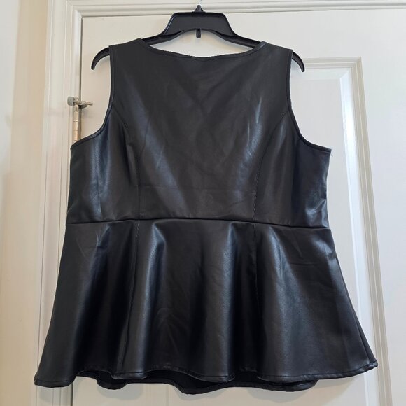 Torrid  Peplum Faux Leather Tank Top - Deep Black - Picture 3 of 9